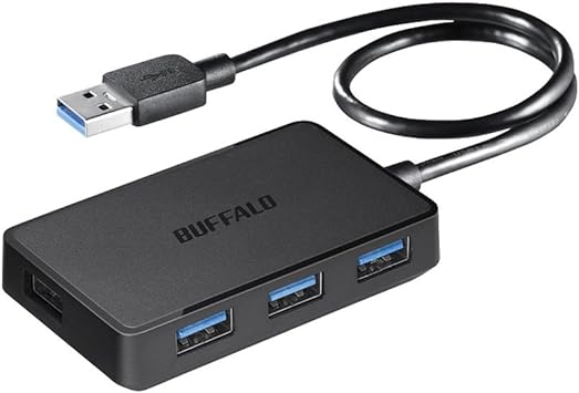 バッファロー BUFFALO PS4対応 USB3.0 バスパワー 4ポートハブ ブラック 設計 マグネット付き BSH