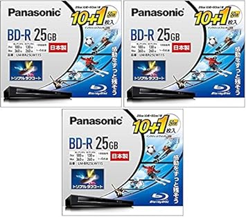 【3個セット】パナソニック 4倍速ブルーレイディスク(追記)25GB10枚＆50GB1枚P LM-BR25LW11S ?